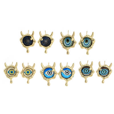 Rack Plating Eye Brass Stud Earrings