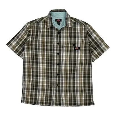 Dickies Checked Short Sleeve Shirt - Small Brown Cotton