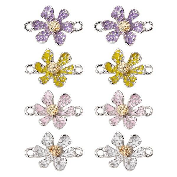 8Pcs 4 Colors Alloy Enamel Connector Charms