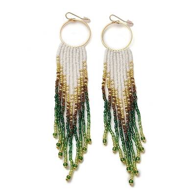 Bohemia Woven Glass Seed Bead Dangle Earrings