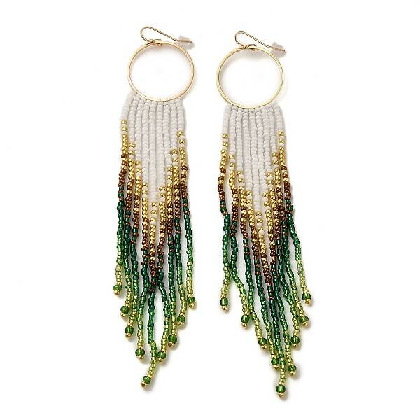Bohemia Woven Glass Seed Bead Dangle Earrings