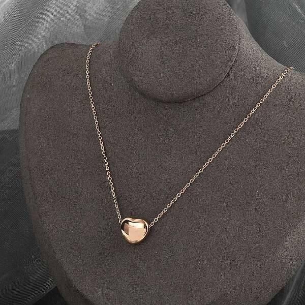 304 Stainless Steel Heart Pendant Cable Chain Necklaces for Women