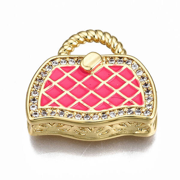 Brass Micro Pave Cubic Zirconia Enamel Pendants