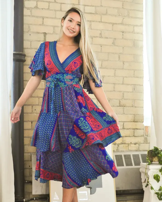 Bella Layered Maxi - Upcycled | Size: L/XL | Color: Saturated