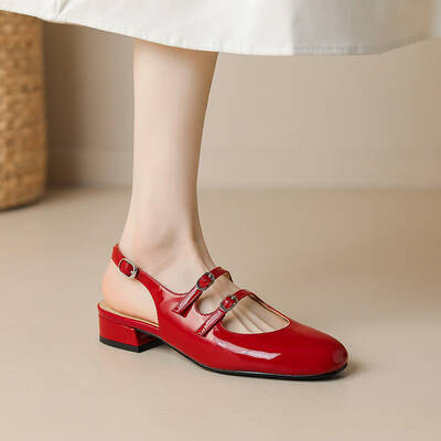 CHIKO Kiesha Round Toe Block Heels Slingback Shoes