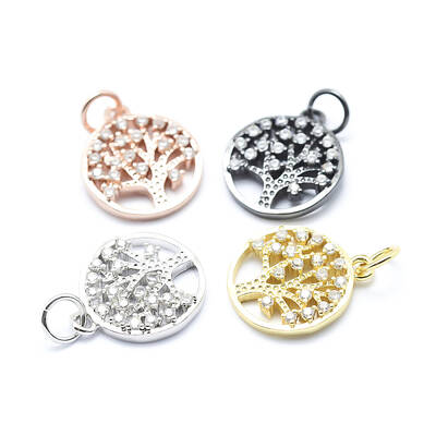 Brass Micro Pave Cubic Zirconia Charms