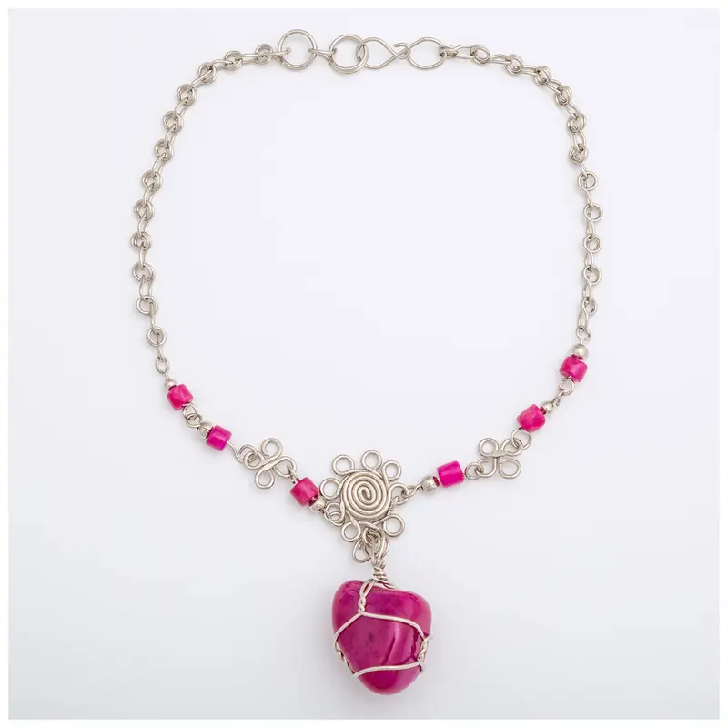 Hand Crafted Stone Anklet - Pink Quartz