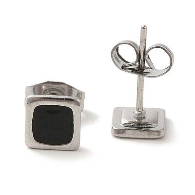 304 Stainless Steel Square Stud Earrings