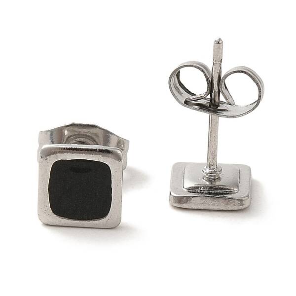 304 Stainless Steel Square Stud Earrings