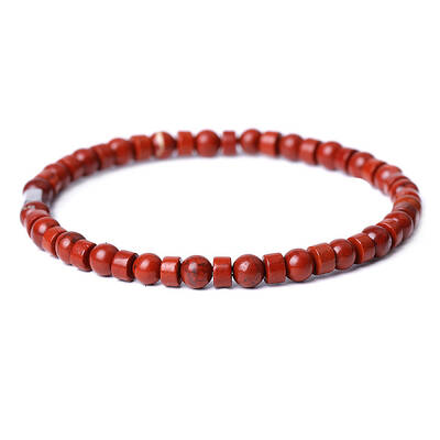 Natural Red Jasper Beads Stretch Bracelets for Women Men