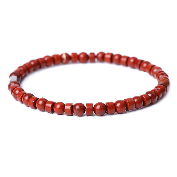 Natural Red Jasper Beads Stretch Bracelets for Women Men
