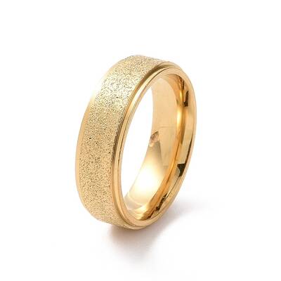Textured 201 Stainless Steel Flat Finger Ring for Women