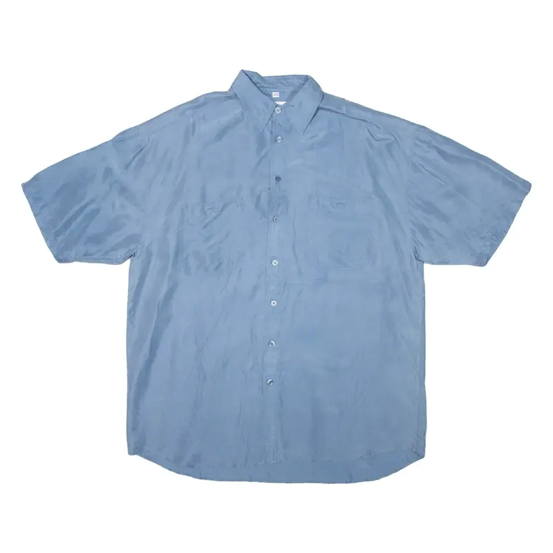 NEW FAST Mens Plain Shirt Blue Silk L