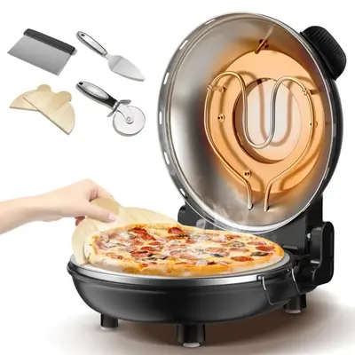 【US 2025 Deals For You Days】pizza maker Electric pizza oven outdoor and indoor portable, 12-Inch pizza stone heats to 800...