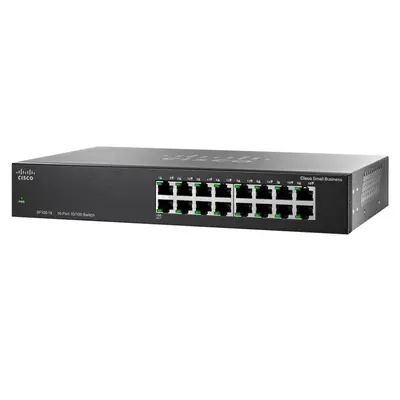SF100-16-EU Cisco Small Business 100 Series SF100-16 16 x 10/100Base-TX RJ-45 Ports Layer 2 Unmanaged Fast Ethernet Network S...