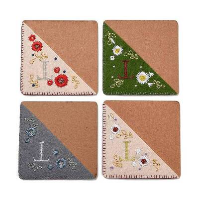 4Pcs Letter Personalized Hand Embroidered Corner Bookmarks