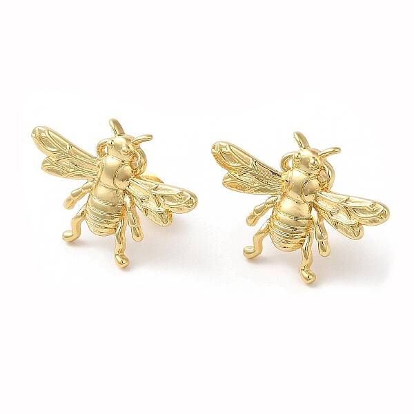 Brass Bees Stud Earrings