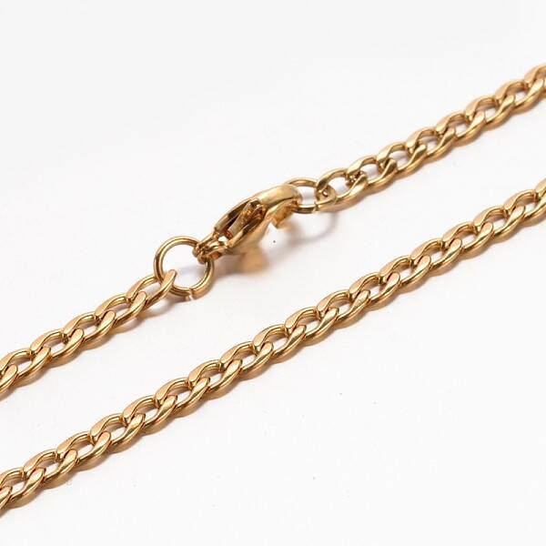 Boy's 304 Stainless Steel Curb Chain Necklaces