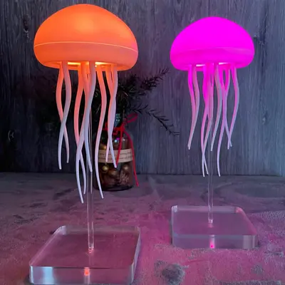Jellyfish Design Night Light, USB Rechargeable Color Changing Tabletop Lamp, LED Jellyfish Decorative Light for Room, Novelty...
