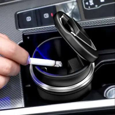 Car Ashtray with Lid, Mini Car Trash Can with LED Light, Split Design Car Ashtray, Cigarette Holder for Car, Car Accessories