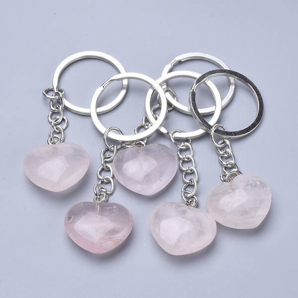 Natural Rose Quartz Keychain
