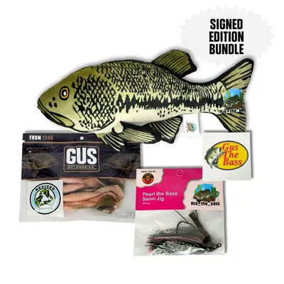Gus The Bass Plushie Bundle (Standard Edition) - Signed Life-Size Plushie, Hand-Tied Jig & Exclusive Sticker (Limited Edition...