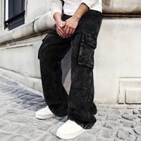 GINGTTO Men's Baggy Hip Hop Jeans Fashion Wide Leg Skateboard Pants Streetwear Cargo Denim Pants