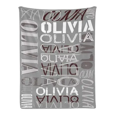 Personalized Name Grey Throw Blanket Adult Kid Gift - Aperturee