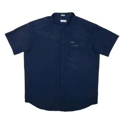 COLUMBIA Mens Plain Shirt Blue L