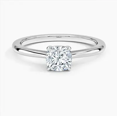 10K White Gold 0.5 to 3 CT Cushion Cut Lab Created Diamond Solitaire Engagement Band IGI Certified