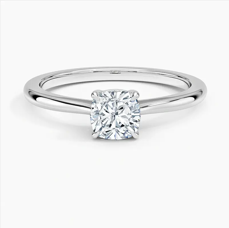 10K White Gold 0.5 to 3 CT Cushion Cut Lab Created Diamond Solitaire Engagement Band IGI Certified