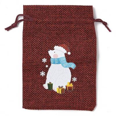 Christmas Theme Jute Cloth Storage Bags