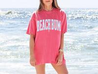 Comfort Colors Beach Bum Shirt, Palm Tree Summer Tee, Oversized Beach T-Shirt, Ocean Vacation Shirt, Various Colors