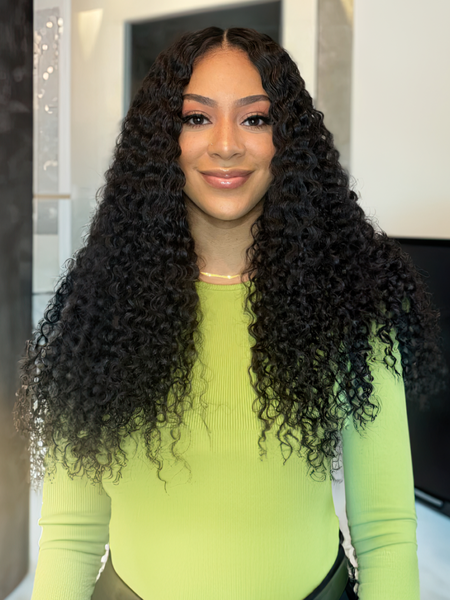 UNice Jerry Curly Hair 4 Bundles with Upgrade T Part Closure Middle Part Virgin Hair for Women