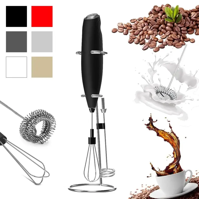 Handheld Milk Frother, 1 Count Rechargeable Electric Milk Frother with Stand, Household Kitchen Appliances for Coffee, Matcha...