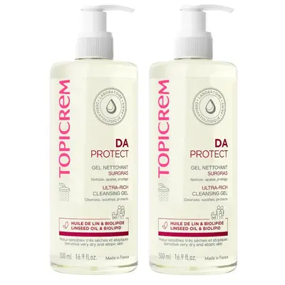 Topicrem DA Gel Detergent Surgras Face and Body Atopic Skin 2x500ml