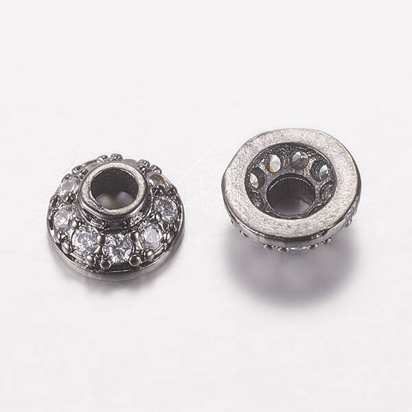 Brass Micro Pave Cubic Zirconia Bead Cap