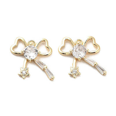 Brass Micro Pave Clear Cubic Zirconia Charms