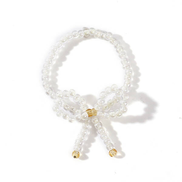 Sweet Bowknot High Quality Glass Seed Bead Handmade Fashion Ring for Women