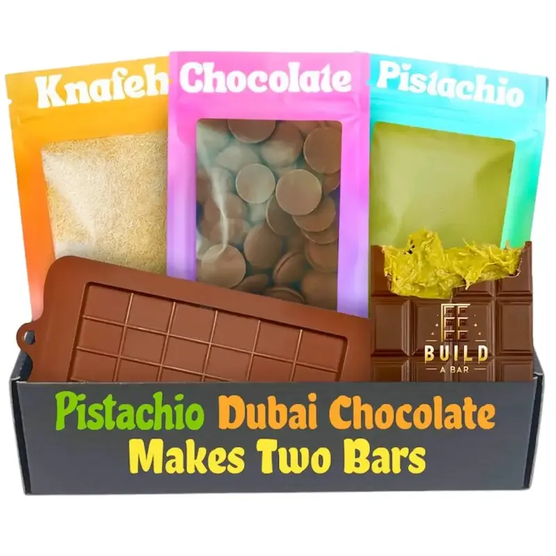 DIY Viral Dubai Pistachio Knafeh Chocolate Bar Kit With Silicone Mold included (Makes 2 Bars)