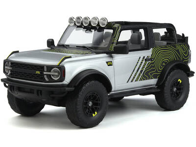 2022 Ford Bronco By RTR Silver Metallic and Black with Graphics 1/18 Model Car by GT Spirit