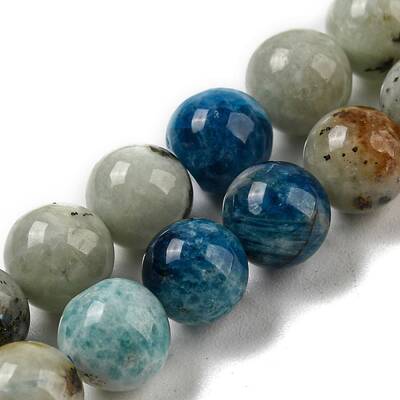 Natural Blue Azurite in Calcite Beads Strands
