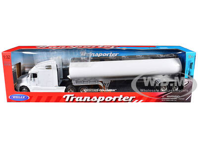 Freightliner Columbia Truck White with White Tanker Trailer \