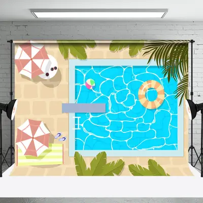 Plant Leaves Swimming Pool Summer Photo Backdrop