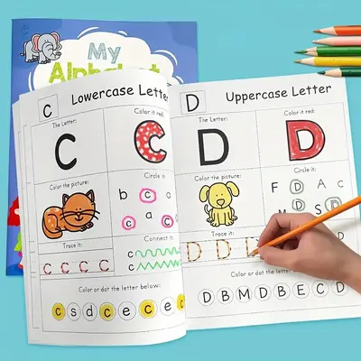 Alphabet Phonics Workbook, 1 Count 26 Pages (52 Sides) Comprehensive Alphabet Phonics Workbook, Fun Coloring Activities for P...