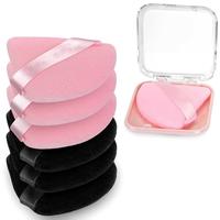 6 Pcs Triangle Powder Puff with 2 Travel Cases, Setting Powder Puffs for Face Powder and Foundation, Velour Makeup Puff for L...