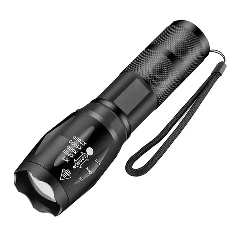 Portable LED Flashlight, 5 Lighting Modes Waterproof Zoomable Flashlight, Battery Powered Multifunctional Outdoor Pocket L...