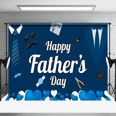 Navy Blue Tie Suit Gifts Happy Fathers Day Backdrop