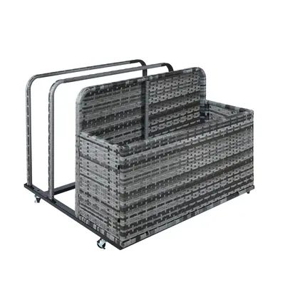 Garvee 2-Tier Rolling Pool Storage Basket – PE Rattan Outdoor Organizer with Locking Wheels, Sturdy Steel Frame & Water-Res...