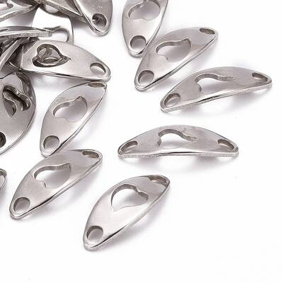 Tarnish Resistant Curved Oval with Heart 201 Stainless Steel Links connectors